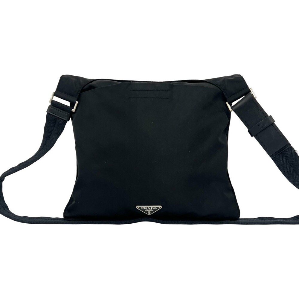 PRADA Prada Triangle Logo Plate Hardware Tessuto Pocono Nylon Leather Genuine...